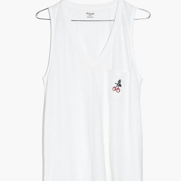 NWOT Madewell Cherry V-Neck Pocket Tank,Sz XXL - Picture 4 of 7